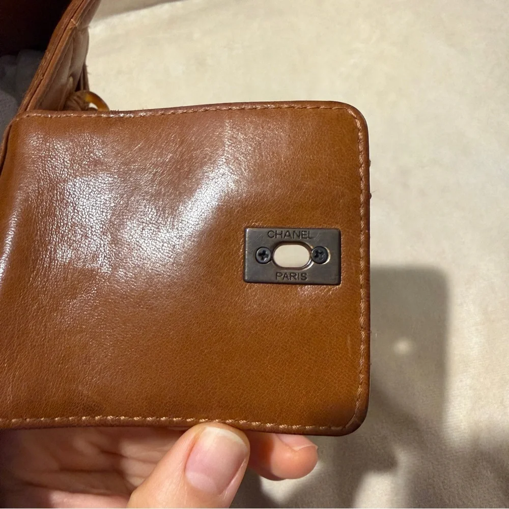 Vintage CHANEL Brown Lambskin Quilted Resin Chain Shoulder Bag 90s Rare Karl Era - Picture 11 of 16